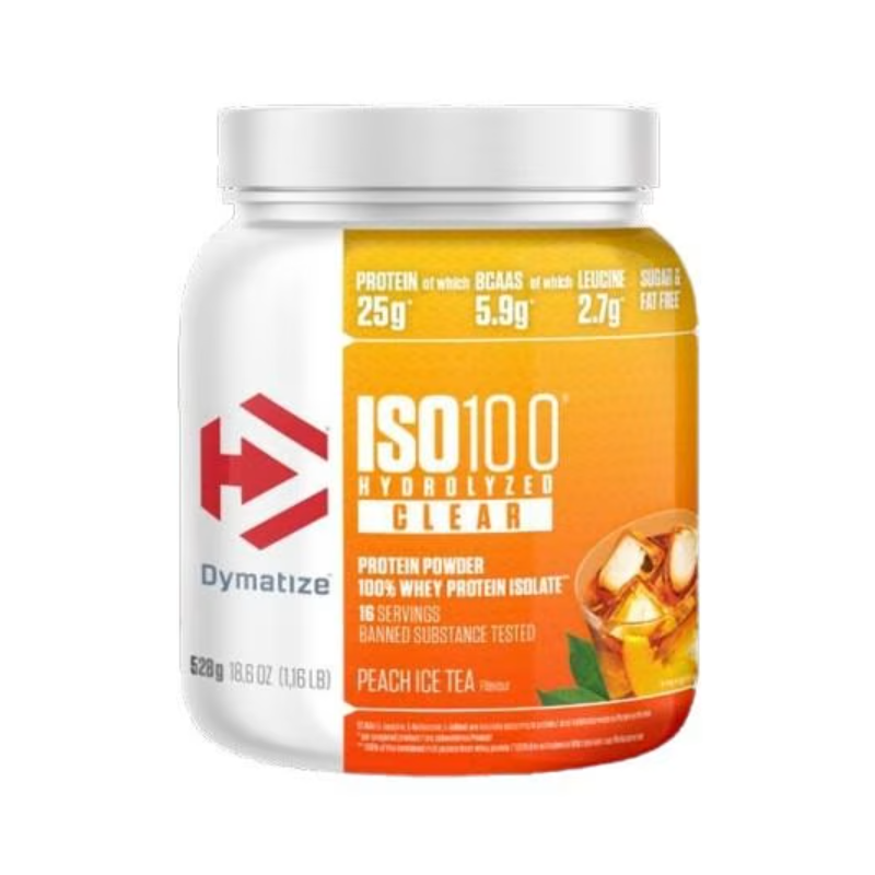 Dymatize Iso 100 Hydrolized Clear Peach Ice Tea, Proteinpulver (512g)