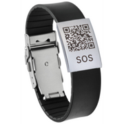 DynaTag SOS-Notfallarmband mit QR-Code aus Silikon, schwarz (1 Stk)