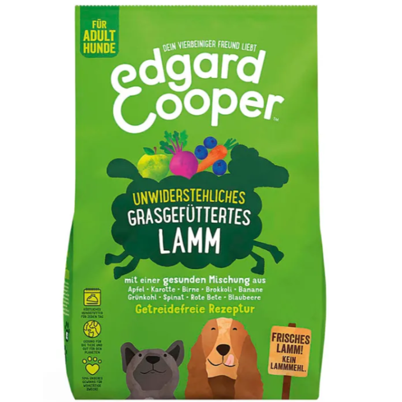 Edgard & Cooper Adult Frisches, grasgefüttertes Lamm mit Apfel, Trockenfutter für Hunde (7kg)