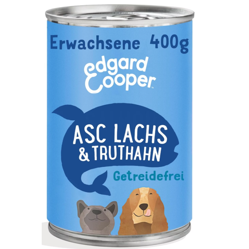 Edgard & Cooper Adult, Lachs & Truthahn mit Apfel, Nassfutter für Hunde (6x400g)