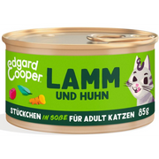 Edgard & Cooper Adult Lamm & Huhn mit Cranberrys in Sauce, Nassfutter für Katzen (18x85g)