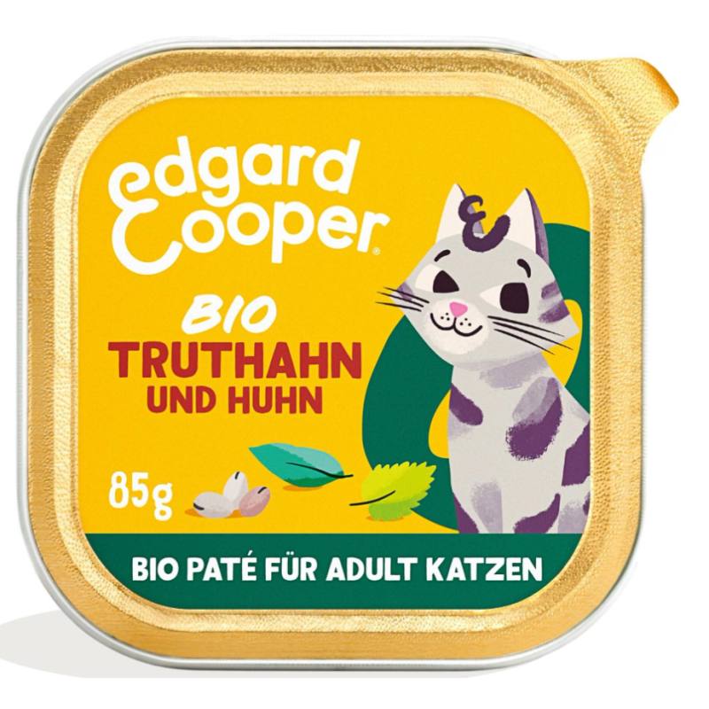 Edgard & Cooper Bio-Truthahn und Huhn mit Chiasamen, Nassfutter für Katzen (16x85g)