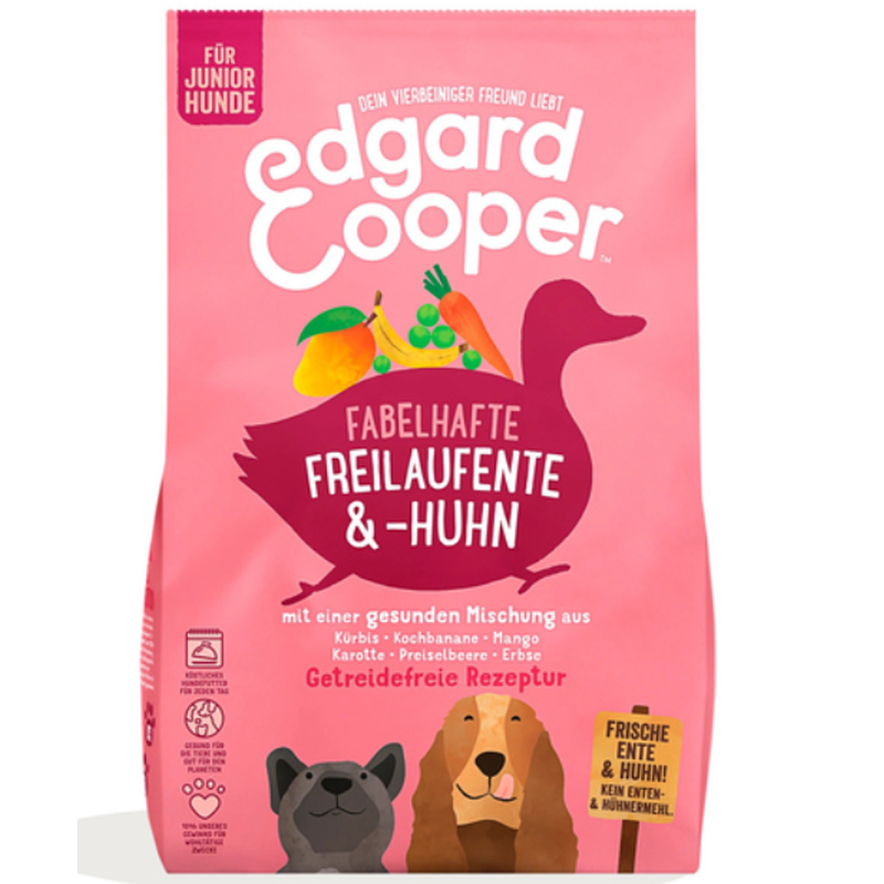 Edgard & Cooper Junior Frische Freilaufente & Huhn mit Kochbanane, Trockenfutter für Hunde (700g)
