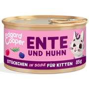 Edgard & Cooper Nassfutter für Kitten, Ente & Huhn mit Blaubeeren in Sauce (18x85g)