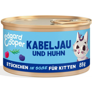 Edgard & Cooper Nassfutter für Kitten, MSC-Kabeljau & Huhn mit Blaubeeren in Sauce (18x85g)