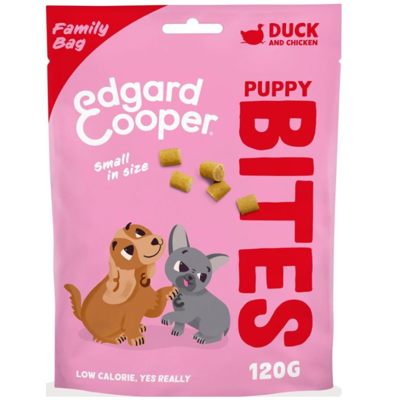 Edgard & Cooper Puppy, Bites Ente & Huhn, Snacks für Hunde, Familiy Pack (120g)