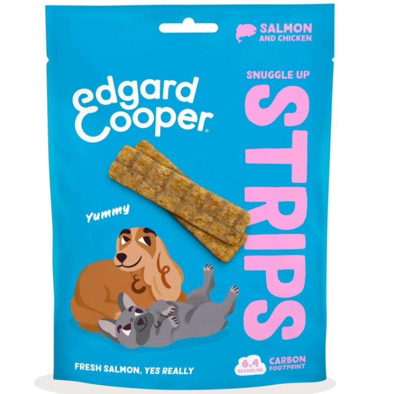 Edgard & Cooper Snuggle up Strips Lachs & Huhn, Snacks für Hunde (75g)