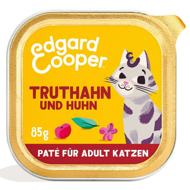Edgard & Cooper Truthahn und Huhn mit Cranberrys, Nassfutter für Katzen (16x85g)
