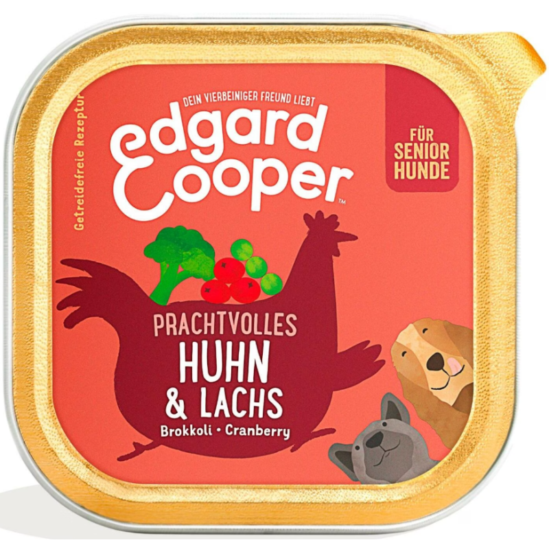 Edgard & Cooper Senior, Huhn & Lachs mit Brokkoli, Nassfutter für Hunde (11x150g)