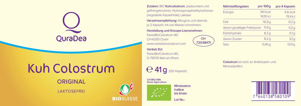 QuraDea Kuh Colostrum Origin Kapseln Bio (120 Stk)