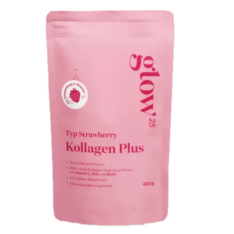 Glow25 Collagen Plus Typ Strawberry mit Vitamin C, Zink und Biotin (450g)