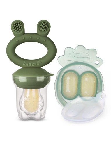 haakaa Freeze-N-Feed Fruchtsauger und Eiswürfelform Set Mini oliv (2 Stk)