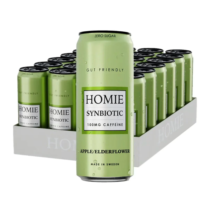 HOMIE Wake Up Synbiotic Energy Drink Apple & Elderflower (24x330ml)