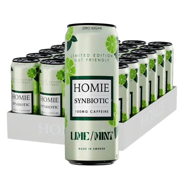 HOMIE Wake Up Synbiotic Energy Drink Lime & Mint (24x330ml)