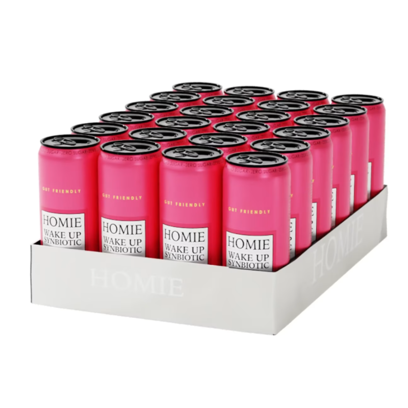 HOMIE Wake Up Synbiotic Energy Drink Strawberry Lemonade (24x330ml)