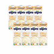 8 Packungen alpro Sojadrink Vanille à 1 Liter in zwei versetzten Viererreihen