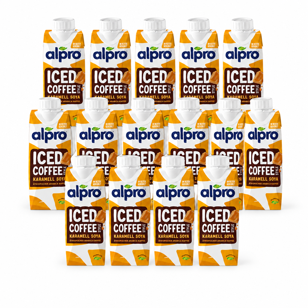 15 Packungen alpro Iced Coffee Soja Karamell à 250 ml ohne zusätzliche Mengenplakette