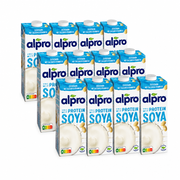 12 Packungen alpro Sojadrink Original à 1 Liter in drei versetzten Viererreihen