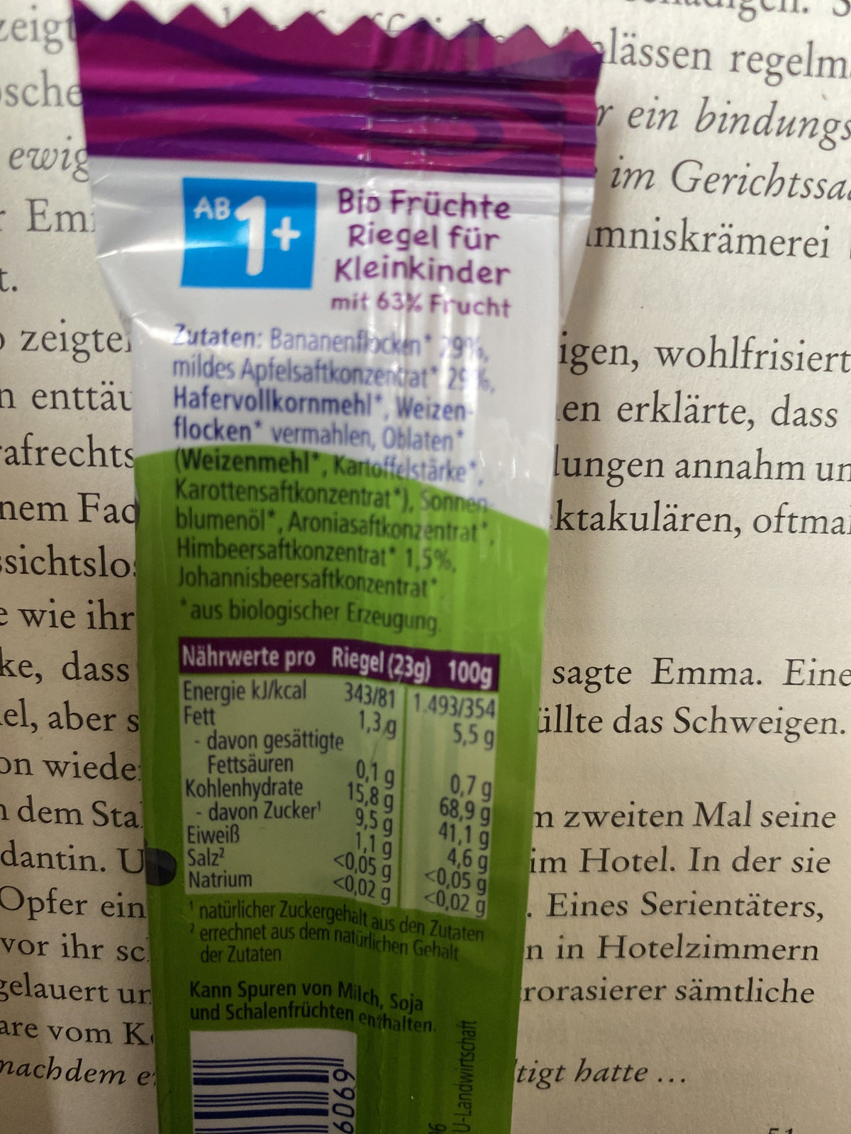Hipp Bio Früchte Getreide Riegel Zebra Himbeere Apfel (23g)