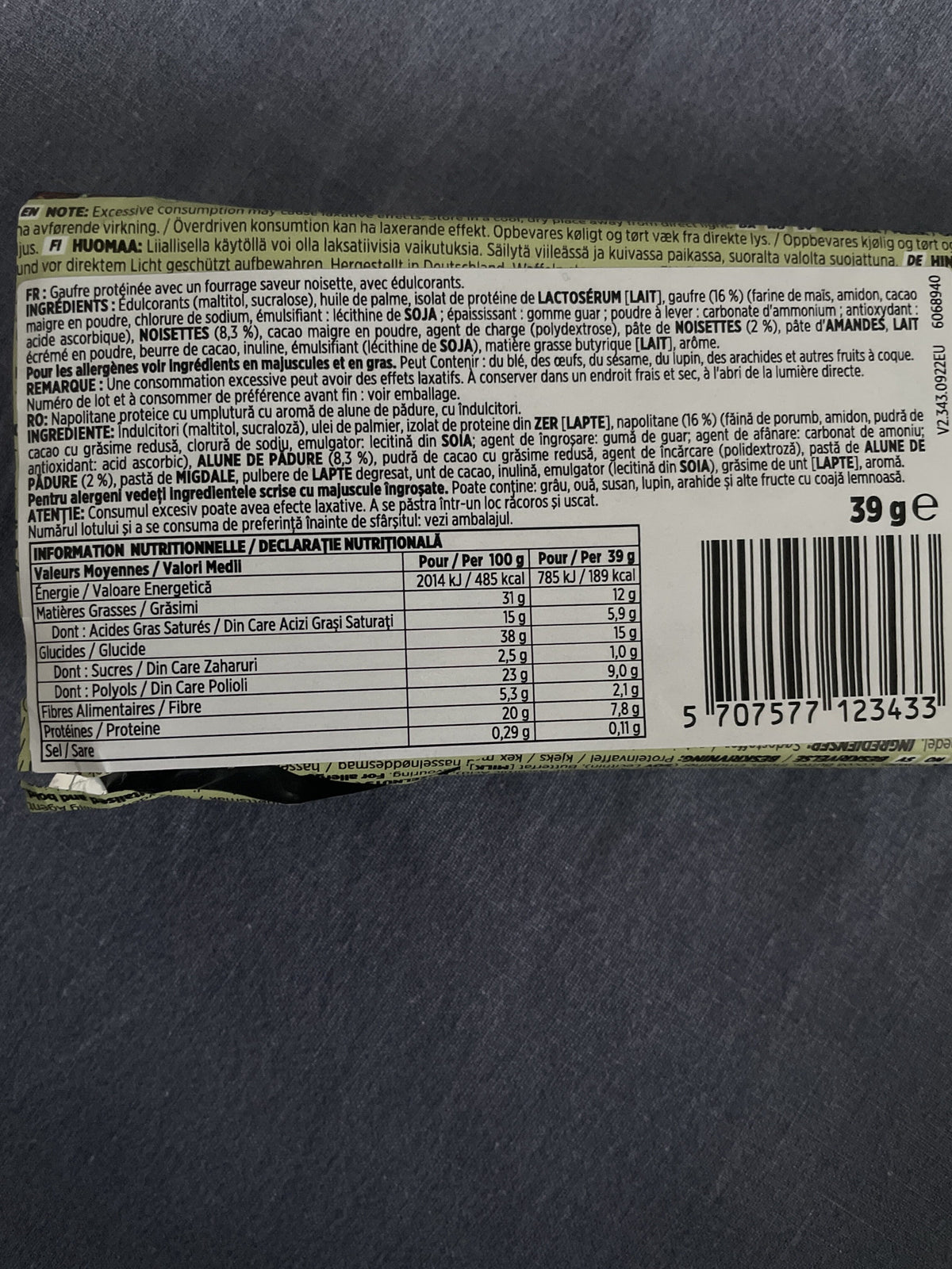NUTRAMINO Protein Wafer Hazelnut (39g)