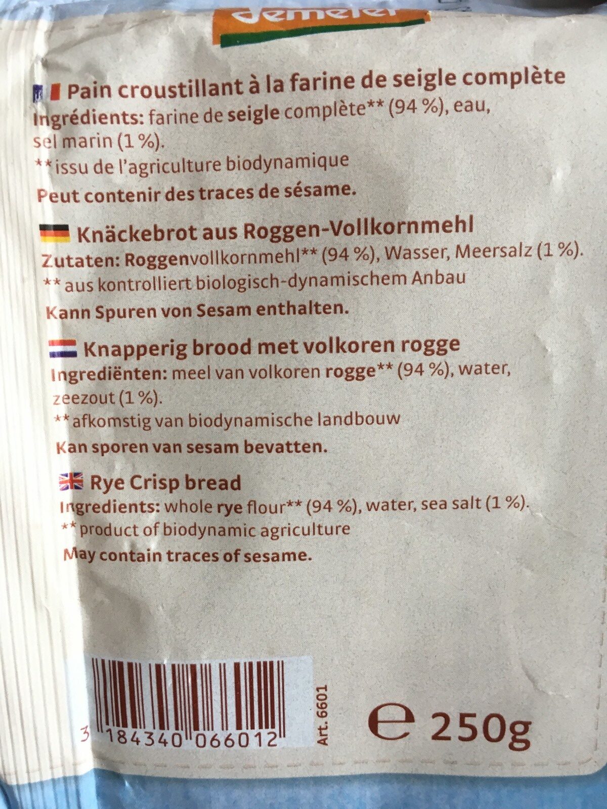 PURAL Knäckebrot Roggen Delikatess Demeter (250g)