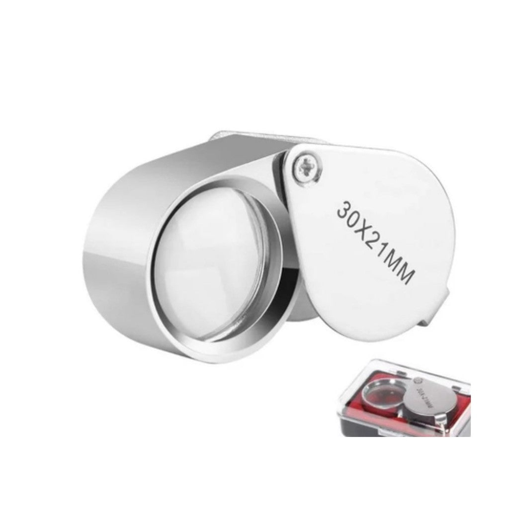 Kanela 30-fache Juwelierlupe aus Metall – Taschenlupe mit 21mm Glaslinse (1 Stk)