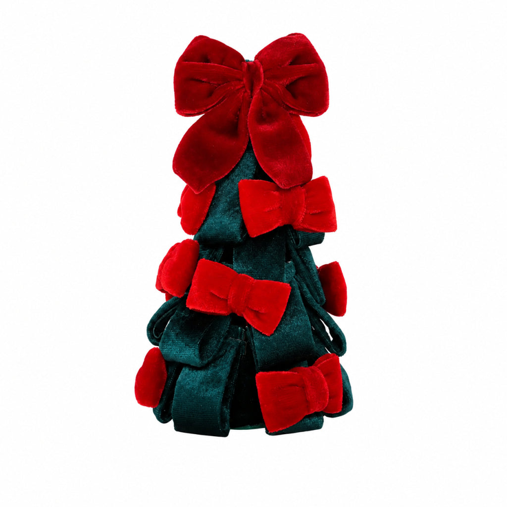 Kanela Weihnachtsbaum aus Samt mit Schleifen, 21cm (1 Stk)