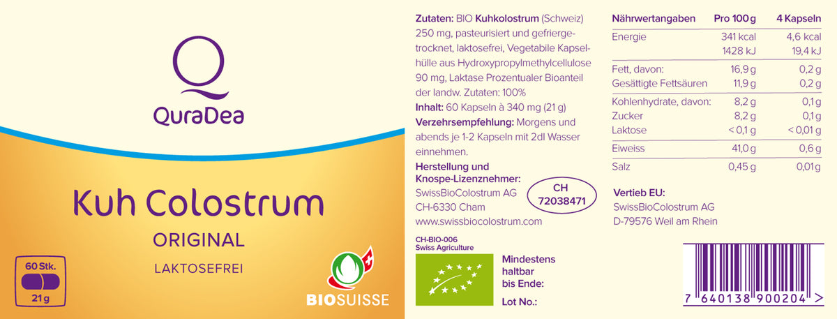 QuraDea Kuh Colostrum Origin Kapseln Bio (60 Stk)