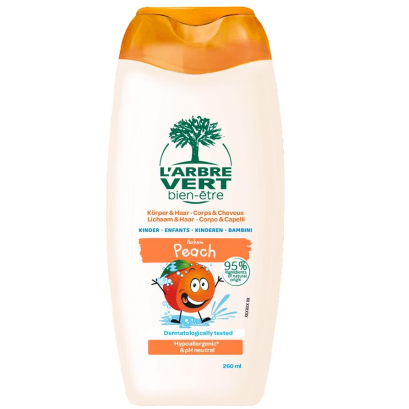 L'ARBRE VERT Ökologisches Kinder-Duschgel Pfirsich (260ml)