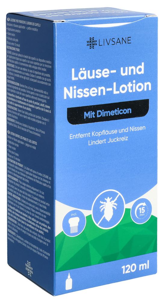 Livsane Läuse- und Nissen-Lotion mit Dimeticon und Kamm (120 ml)