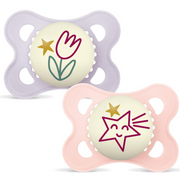 MAM Night Nuggi Silikon, 0-6 Monate, pink/lila (2 Stk)