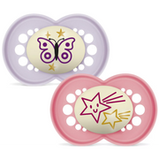 MAM Night Nuggi Silikon, 16-36 Monate, lila/pink (2 Stk)