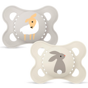 MAM Original Nuggi Silikon, 0-6 Monate, grau/gelb/beige (2 Stk)