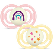MAM Perfect Night Nuggi Silikon, 16-36 Monate, pink/gelb (2 Stk)