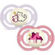 MAM Perfect Night Nuggi Silikon 6-16 Monate, pink/lila (2 Stk)