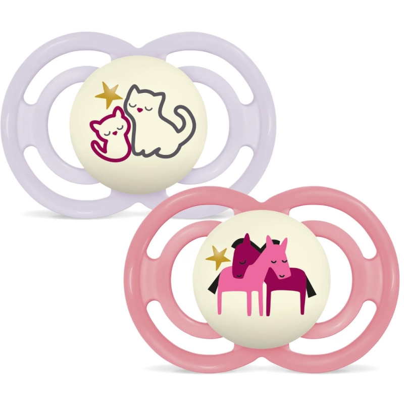 MAM Perfect Night Nuggi Silikon 6-16 Monate, pink/lila (2 Stk)