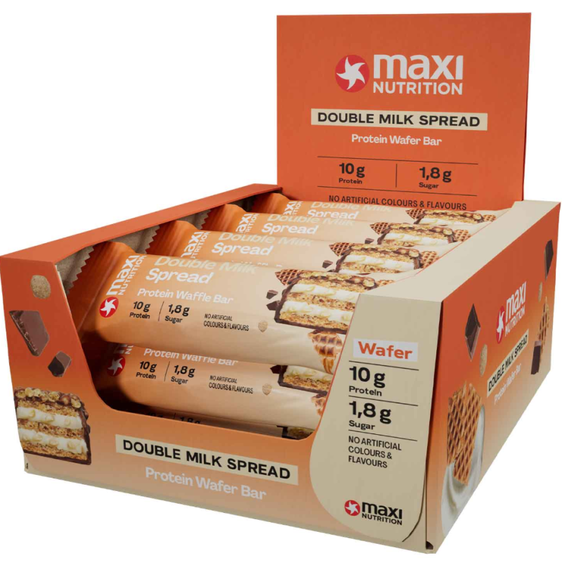 MAXI NUTRITION Protein Waffle Bar Double Milk Spread (12x39g)