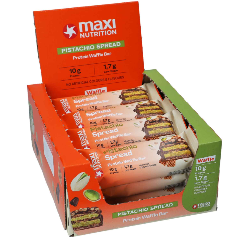 MAXI NUTRITION Protein Waffle Bar Pistachio Spread (12x39g)