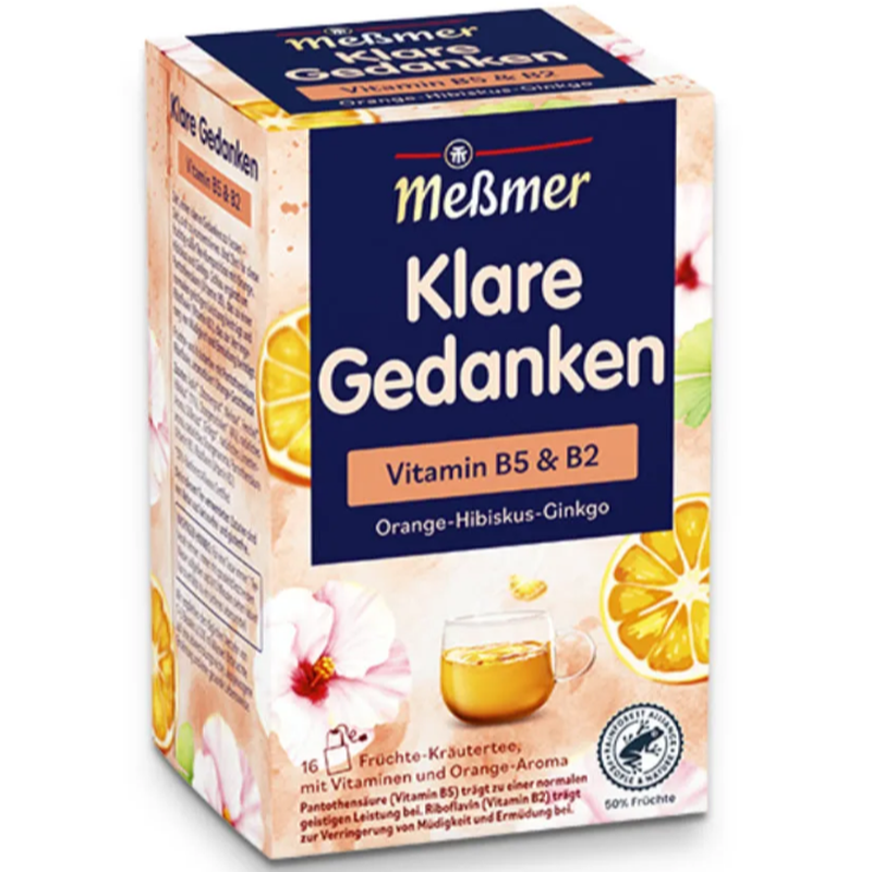 Messmer Klare Gedanken Früchte- und Kräutertee Orange-Hibiskus-Gingko (16 Beutel)