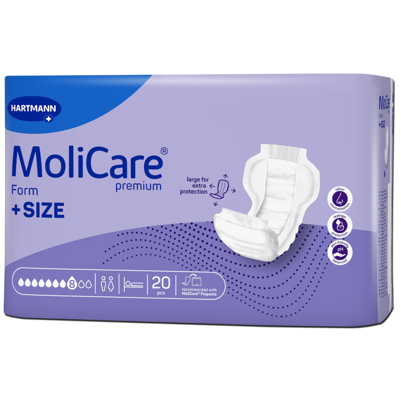 MoliCare premium Form +SIZE Inkontinenzeinlagen, Stärke 8, 76x44cm (20 Stk)