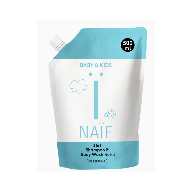 Naïf Baby & Kids 2 in 1 Shampoo & Body Wash, parfümfrei, Refill (500ml)