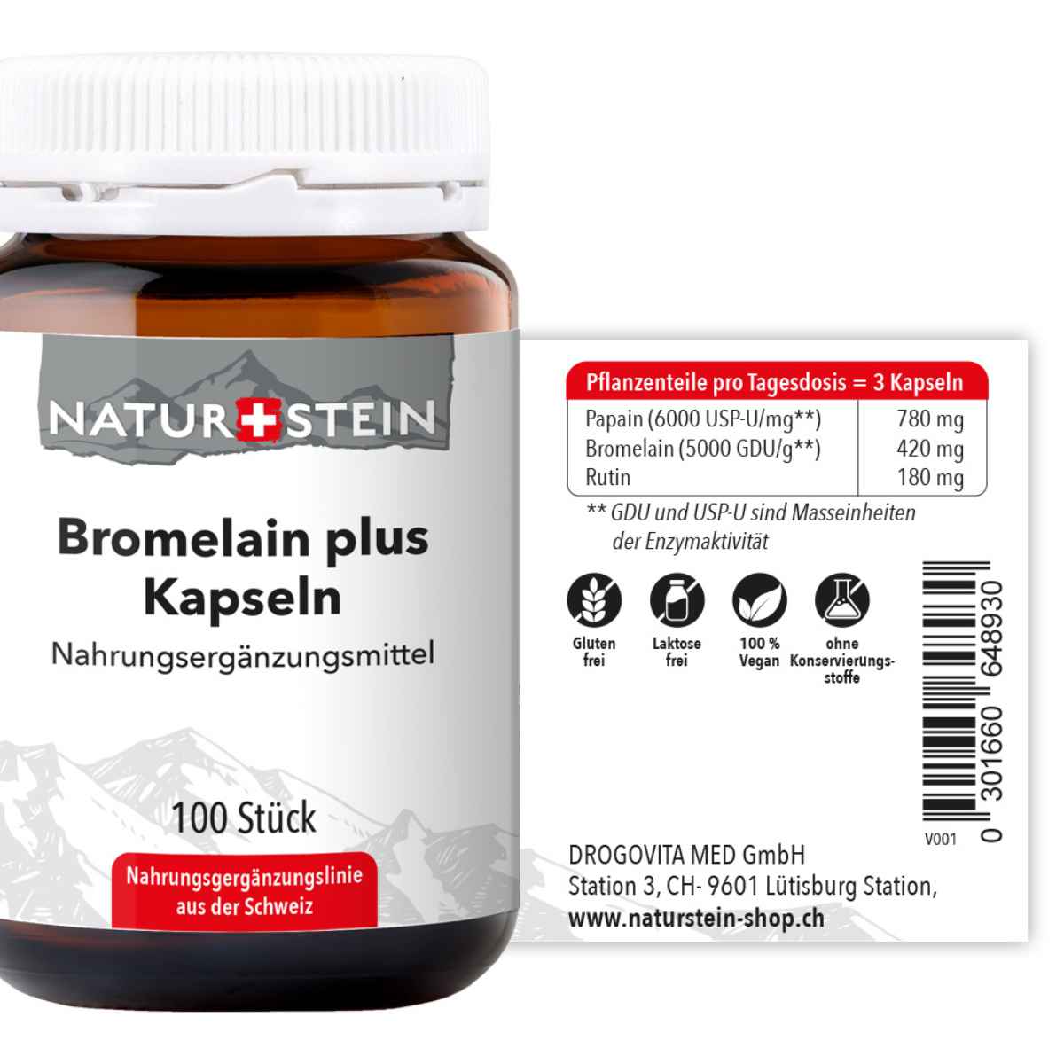 NATURSTEIN Bromelain plus Kapseln (100 Stk)