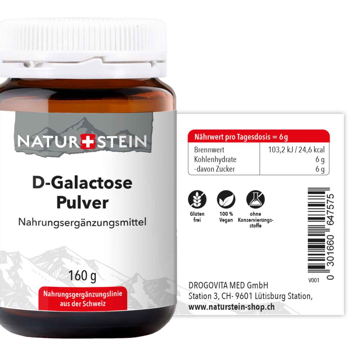 NATURSTEIN D-Galactose Pulver (160g)