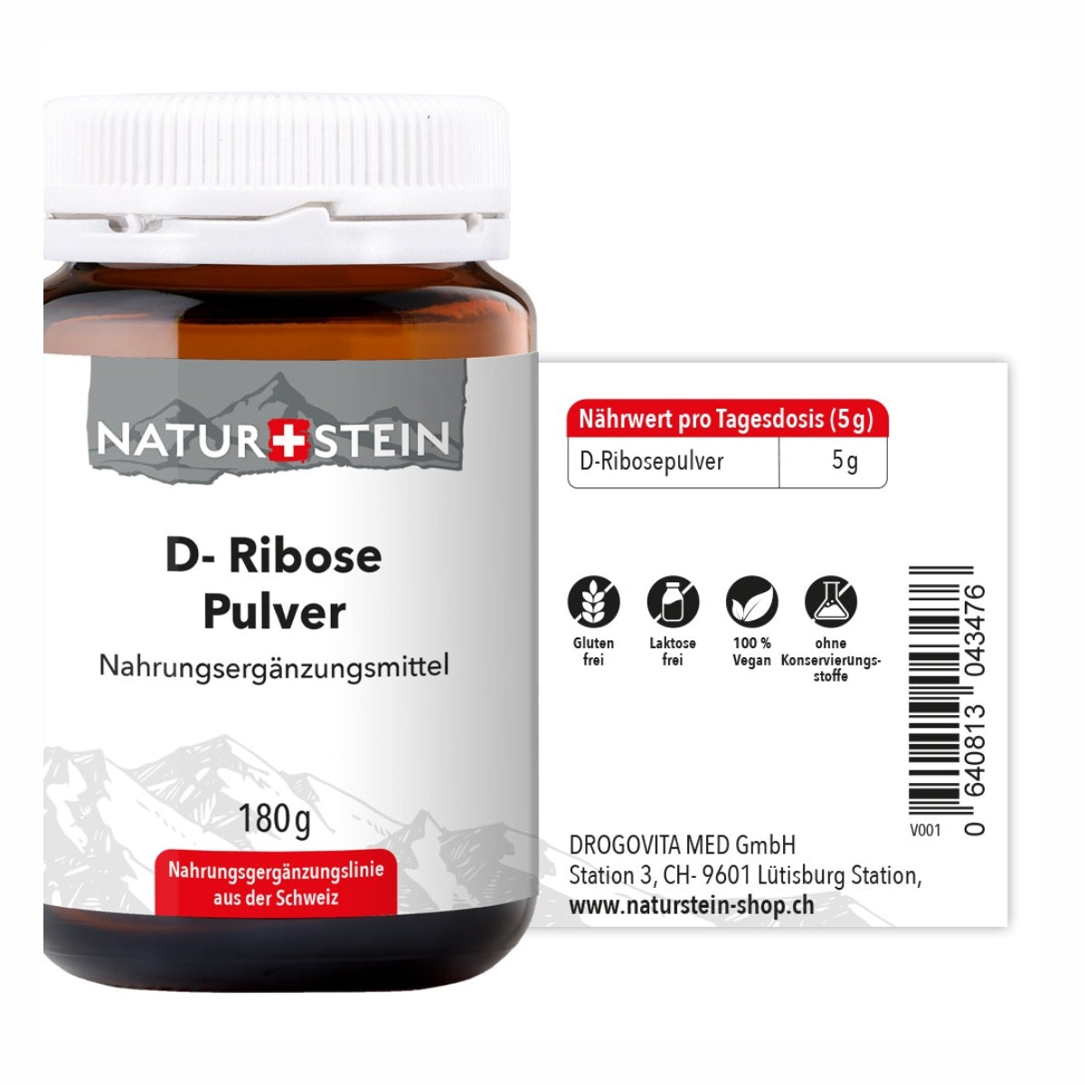 NATURSTEIN D-Ribose Pulver (180g)