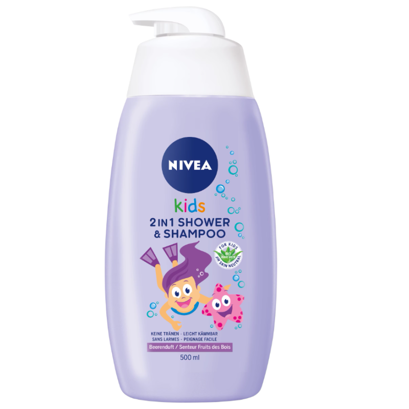 NIVEA Kids 2in1 Shower & Shampoo Beerenduft (500ml)