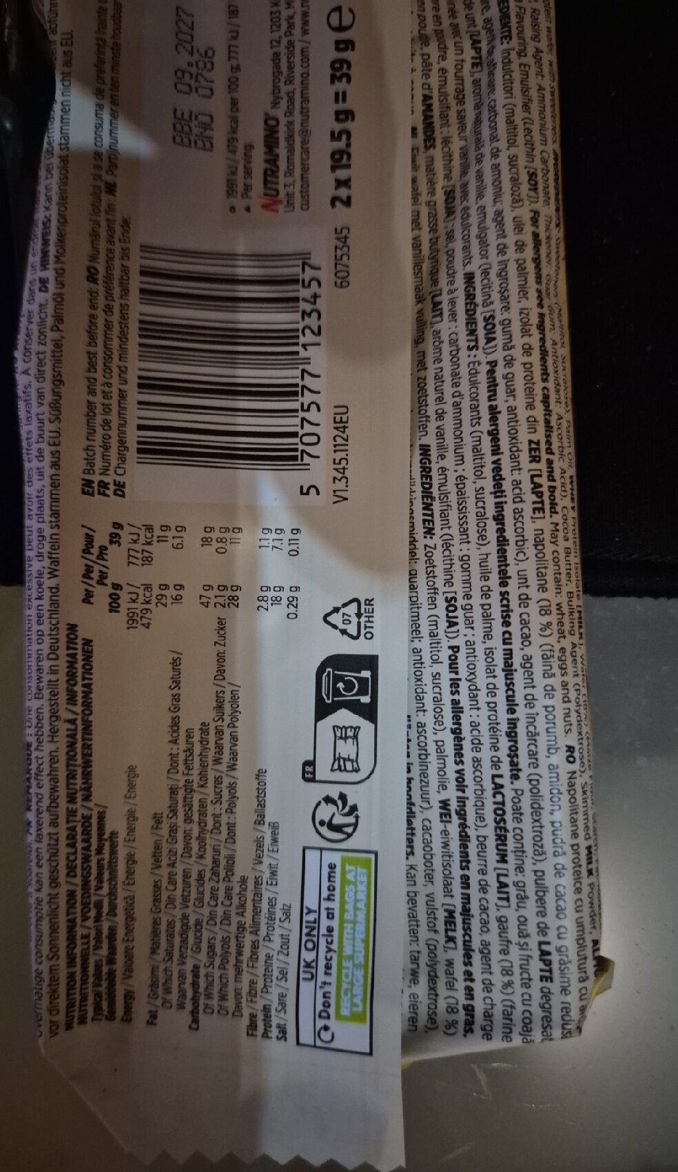 NUTRAMINO Protein Wafer Vanilla (39g)