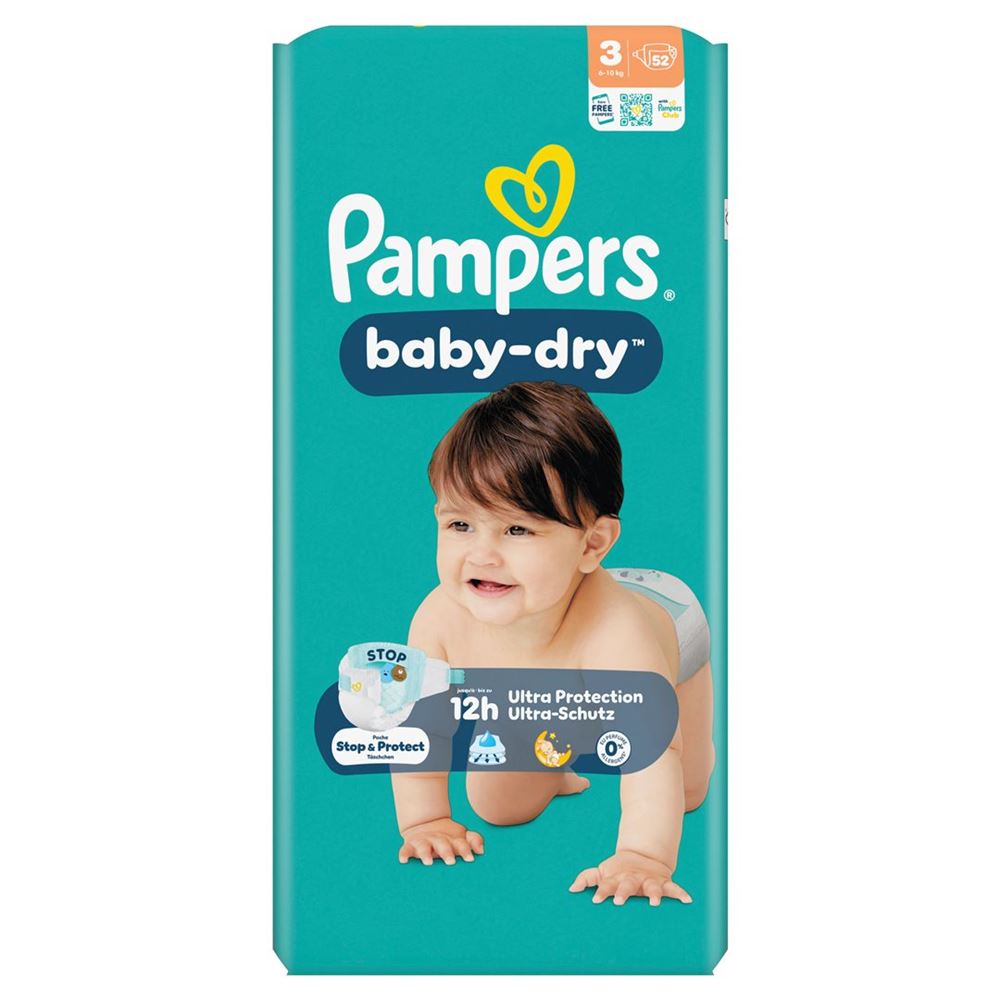 Pampers Baby Dry Windeln Grösse 3 Midi 6-10kg Sparpack (52 Stk)