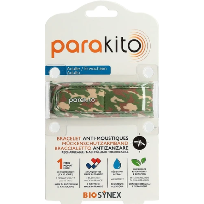 parakito Mückenarmband für Erwachsene, Tarnung (1 Stk)