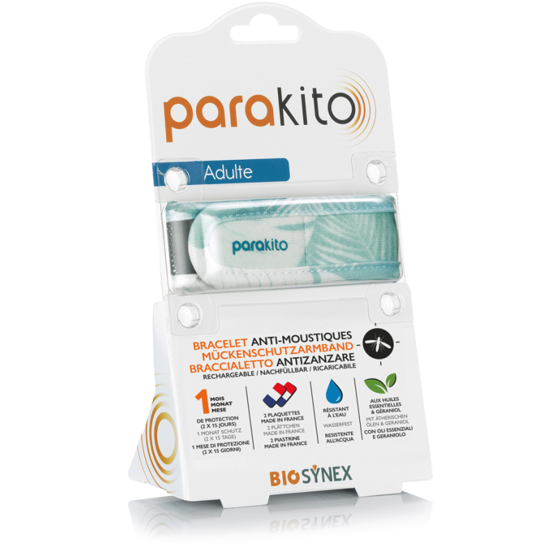 parakito Mückenarmband Erwachsene, Tropisches blau (1 Stk)