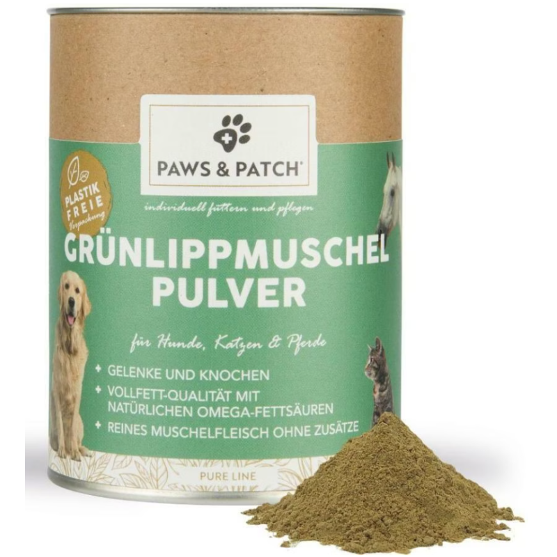 Paws & Patch Grünlippmuschel Pulver für Hunde, Katzen und Pferde (150g)
